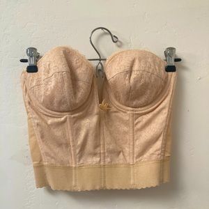 Vintage Renee of Hollywood Beige Merry Widow Corset Bustier Sz 34C